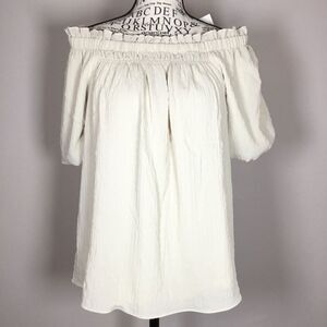 NWT Cato cream gauzy on/off shoulder peasant wench milkmaid top western sz M